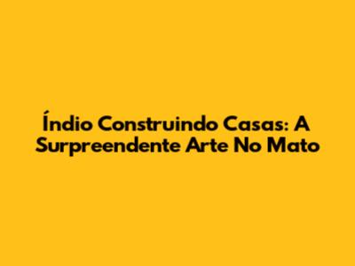 Índio Construindo Casas: A Surpreendente Arte No Mato