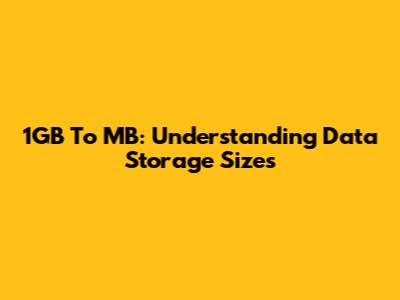 1GB To MB: Understanding Data Storage Sizes