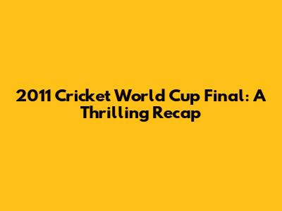 2011 Cricket World Cup Final: A Thrilling Recap