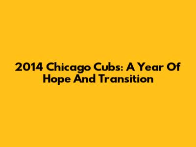 2014 Chicago Cubs: A Year Of Hope And Transition