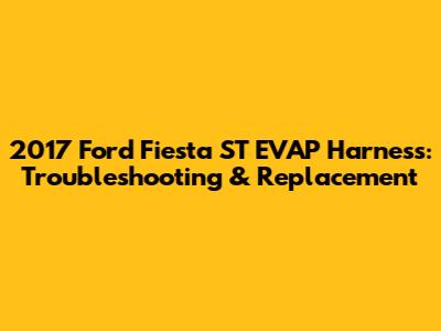 2017 Ford Fiesta ST EVAP Harness: Troubleshooting & Replacement
