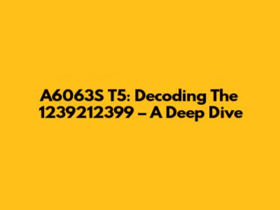 A6063S T5: Decoding The 1239212399 – A Deep Dive