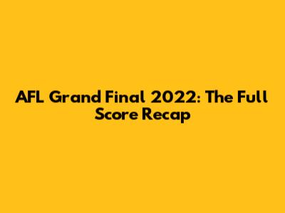 AFL Grand Final 2022: The Full Score Recap