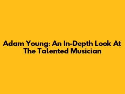Adam Young: An In-Depth Look At The Talented Musician