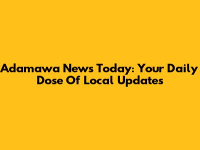 Adamawa News Today: Your Daily Dose Of Local Updates