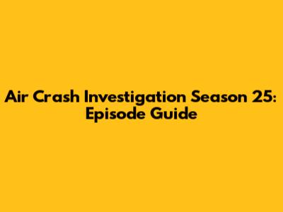Air Crash Investigation Season 25: Episode Guide
