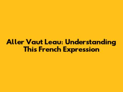 Aller Vaut L'eau: Understanding This French Expression