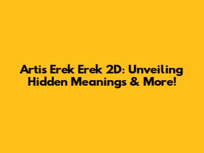 Artis Erek Erek 2D: Unveiling Hidden Meanings & More!