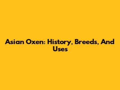 Asian Oxen: History, Breeds, And Uses