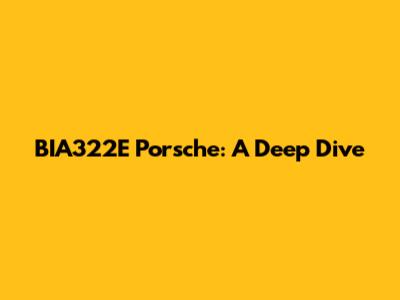 BIA322E Porsche: A Deep Dive