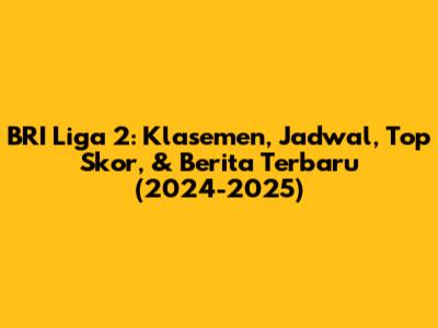 BRI Liga 2: Klasemen, Jadwal, Top Skor, & Berita Terbaru (2024-2025)