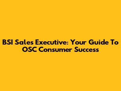 BSI Sales Executive: Your Guide To OSC Consumer Success