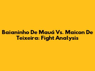 Baianinho De Mauá Vs. Maicon De Teixeira: Fight Analysis