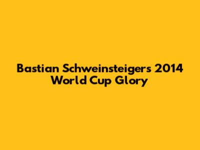 Bastian Schweinsteiger's 2014 World Cup Glory