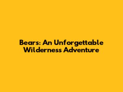 Bears: An Unforgettable Wilderness Adventure