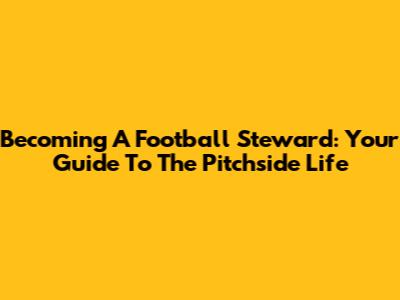 Becoming A Football Steward: Your Guide To The Pitchside Life