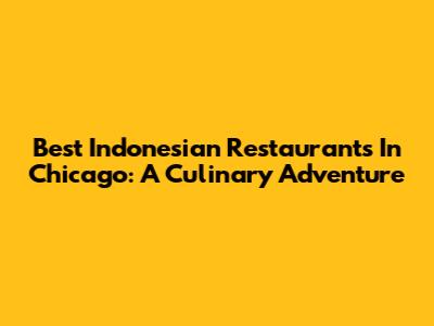 Best Indonesian Restaurants In Chicago: A Culinary Adventure