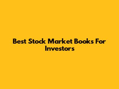 Best Stock Market Books For Investors