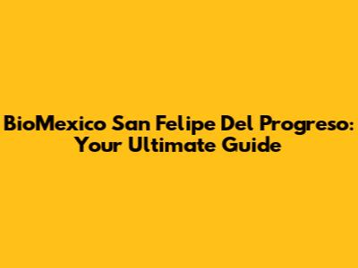 BioMexico San Felipe Del Progreso: Your Ultimate Guide