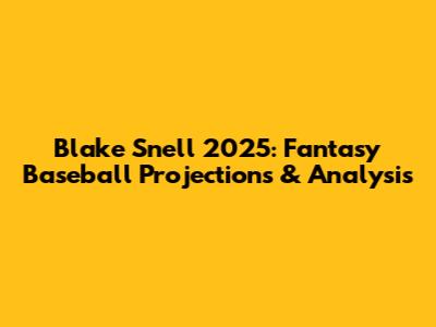 Blake Snell 2025: Fantasy Baseball Projections & Analysis