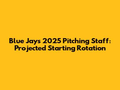 Blue Jays 2025 Pitching Staff: Projected Starting Rotation