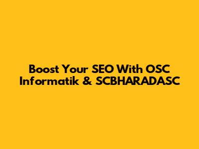 Boost Your SEO With OSC Informatik & SCBHARADASC