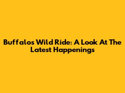 Buffalo's Wild Ride: A Look At The Latest Happenings