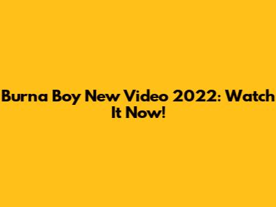 Burna Boy New Video 2022: Watch It Now!