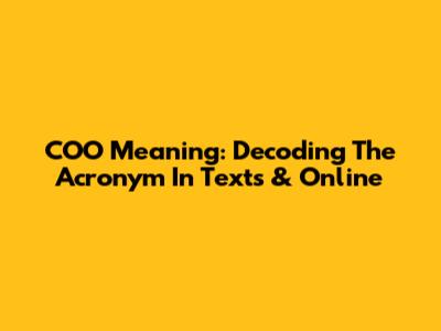 COO Meaning: Decoding The Acronym In Texts & Online