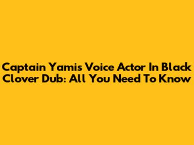 Captain Yami's Voice Actor In Black Clover Dub: All You Need To Know