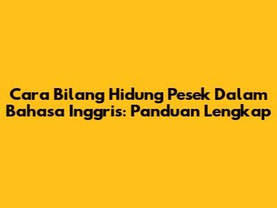 Cara Bilang 'Hidung Pesek' Dalam Bahasa Inggris: Panduan Lengkap