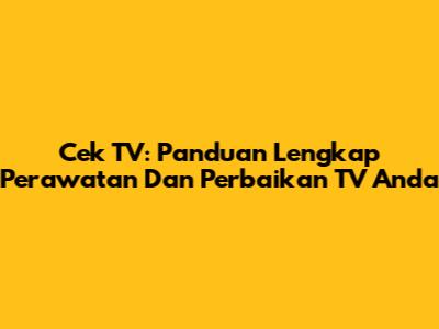 Cek TV: Panduan Lengkap Perawatan Dan Perbaikan TV Anda