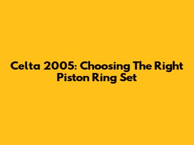 Celta 2005: Choosing The Right Piston Ring Set