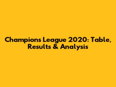 Champions League 2020: Table, Results & Analysis