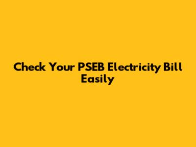 Check Your PSEB Electricity Bill Easily