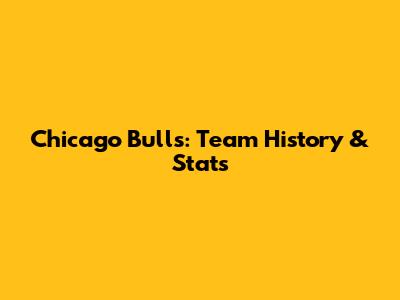 Chicago Bulls: Team History & Stats