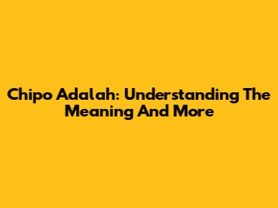 Chipo Adalah: Understanding The Meaning And More