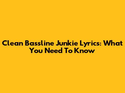 Clean Bassline Junkie Lyrics: What You Need To Know