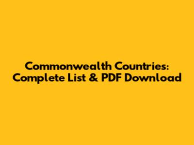 Commonwealth Countries: Complete List & PDF Download