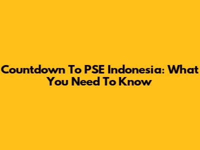 Countdown To PSE Indonesia: What You Need To Know
