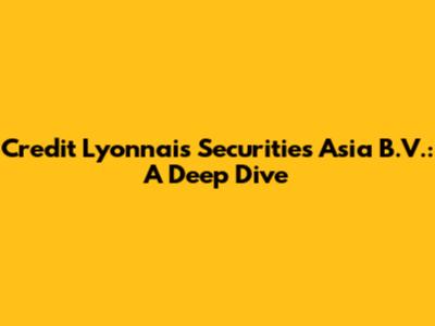 Credit Lyonnais Securities Asia B.V.: A Deep Dive