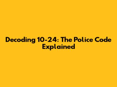 Decoding 10-24: The Police Code Explained