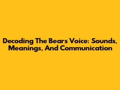 Decoding The Bear's Voice: Sounds, Meanings, And Communication