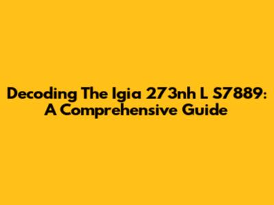 Decoding The Igia 273nh L S7889: A Comprehensive Guide