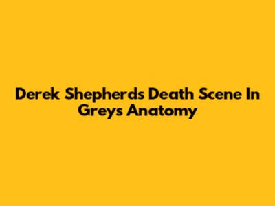 Derek Shepherd's Death Scene In Grey's Anatomy