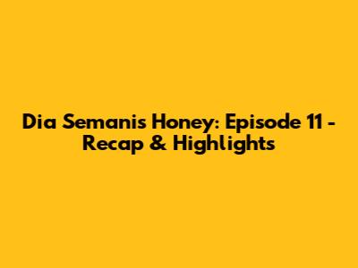 Dia Semanis Honey: Episode 11 - Recap & Highlights