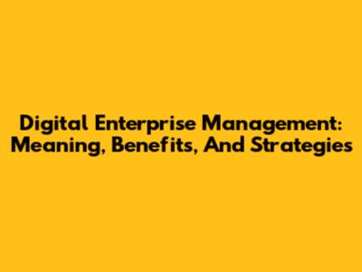 Digital Enterprise Management: Meaning, Benefits, And Strategies