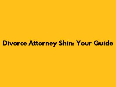 Divorce Attorney Shin: Your Guide