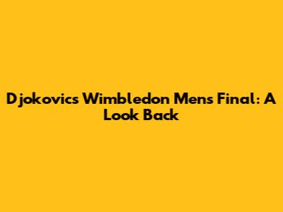 Djokovic's Wimbledon Men's Final: A Look Back