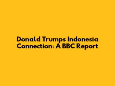 Donald Trump's Indonesia Connection: A BBC Report